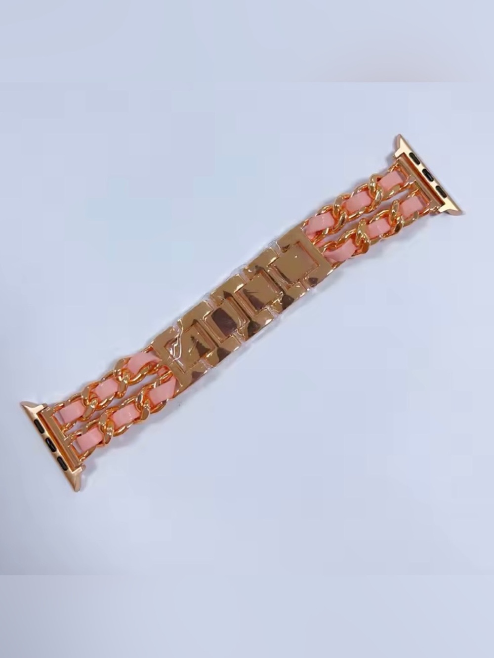 New rose gold and pink Chain-Link Leather band for Apple Watch 38-49mm